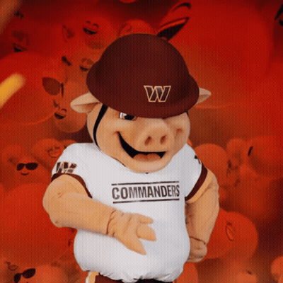 A Mascot For The Commanders Wearing A Hat And Sunglasses GIF