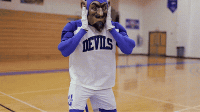 A Mascot For The Devils Is Covering His Ears GIF