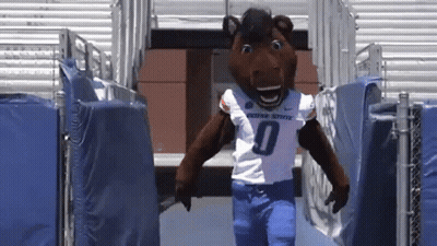 A Mascot For The Georgia State Football Team Walks Down The Stairs GIF