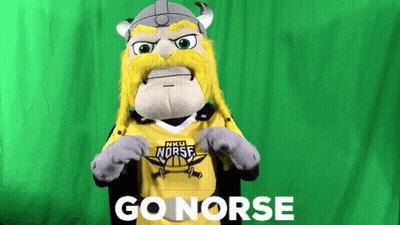 A Mascot For The Nku Norse Basketball Team Says Go Norse GIF