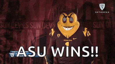 A Mascot For The University Of Arizona Is Giving A Thumbs Up And Says Asu Wins ! GIF