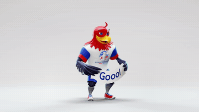 A Mascot Holding A Sign That Says " Good " GIF
