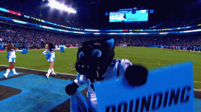 A Mascot Holding A Sign That Says Pounding On It GIF