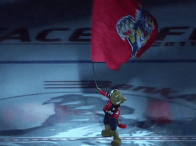 A Mascot Is Holding A Flag In Front Of A Banner That Says Ace GIF