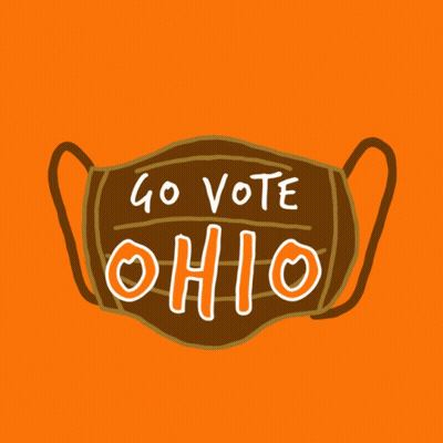 A Mask That Says " Go Vote Ohio " On It GIF