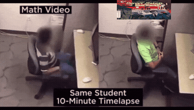 a math video shows two students sitting at desks