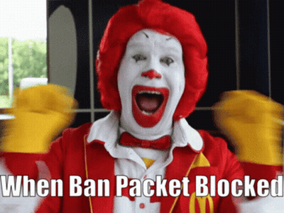 A Mcdonald 'S Clown Says " When Ban Packet Blocked " In A Blurred Image GIF