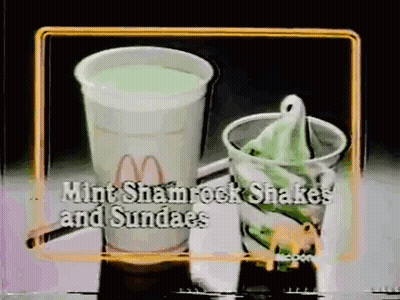 A Mcdonald 'S Mint Shamrock Shakes And Sundaes Ad GIF