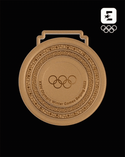 A Medal That Says Beijing 2022 Alpine Skiing Women 'S Downhill On It GIF