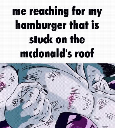 A Meme About A Hamburger That Is Stuck On A Mcdonald 'S Roof GIF