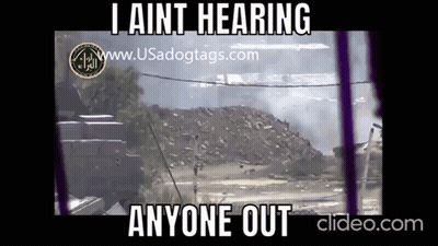 A Meme That Says I Aint Hearing Anyone Out Is Shown GIF