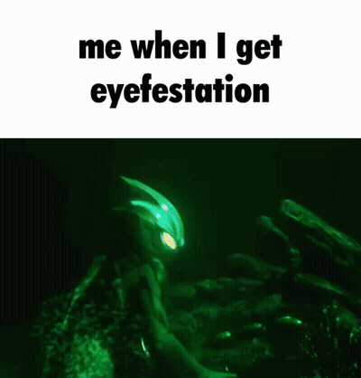 A Meme That Says Me When I Get Eyefestation With A Green Background GIF