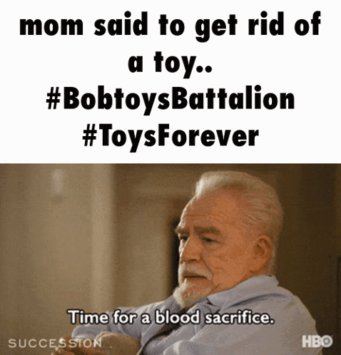 A Meme That Says Mom Said To Get Rid Of A Toy #Bobtoysbattalion #Toys Forever Time For A Blood Sacrifice GIF