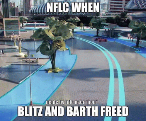 A Meme That Says Nflc When Blitz And Barth Freed On It GIF