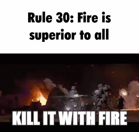 A Meme That Says Rule 30 Fire Is Superior To All Kill It With Fire GIF