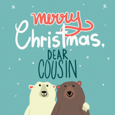 A Merry Christmas Dear Cousin Card With Two Bears Hugging GIF