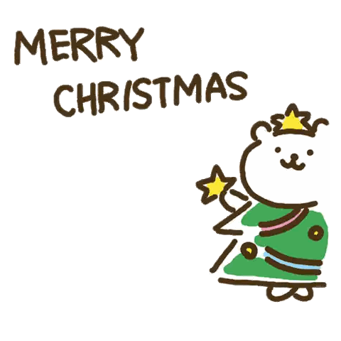 A Merry Christmas Greeting Card With A Cartoon Character Sticker