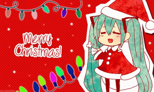 A Merry Christmas Greeting Card With A Girl In A Santa Outfit GIF