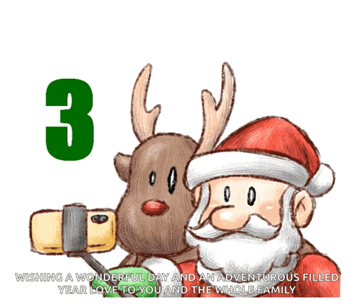 A Merry Christmas Greeting Card With Santa And Reindeer GIF