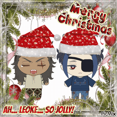 A Merry Christmas Greeting Card With Two Cartoon Characters GIF
