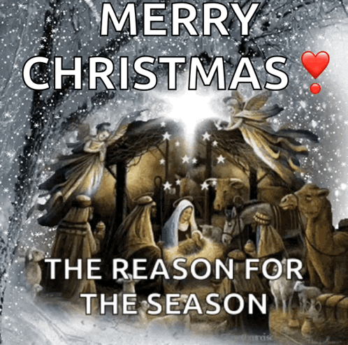 A Merry Christmas Message With A Nativity Scene GIF