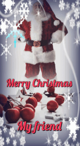 A Merry Christmas My Friend Greeting Card With Santa Claus GIF