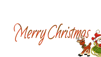 A Merry Christmas Sign With Santa In A Sleigh Pulled By Reindeer Sticker