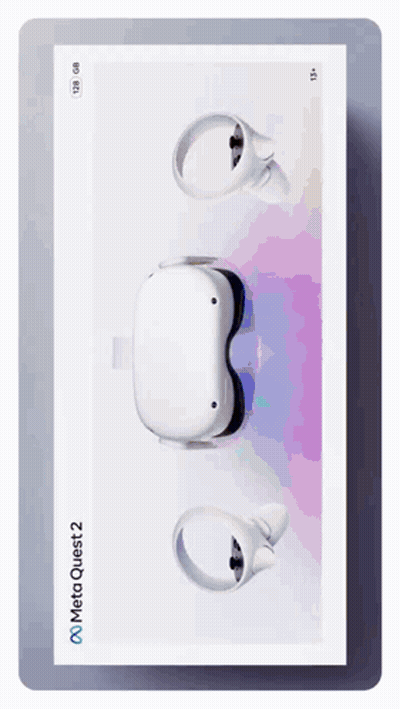 A Meta Quest 2 Advertisement Shows A White Virtual Reality Headset GIF