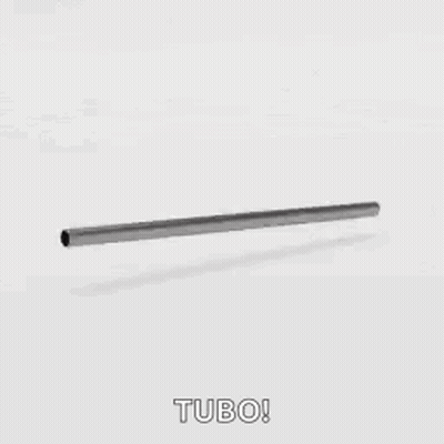 A Metal Pipe Is Sitting On A White Surface . GIF
