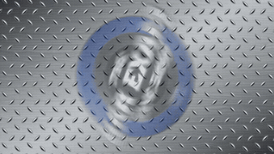 A Metal Surface With A Blue Circle In The Middle Of It GIF