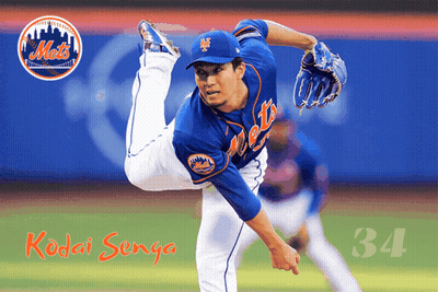A Mets Pitcher Named Kodai Senga Winds Up To Throw The Ball GIF
