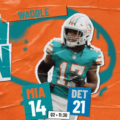 A Miami Dolphins Football Player Named Waddle Is Shown GIF