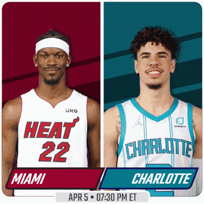 A Miami Heat Player And A Charlotte Player Are On A Poster GIF