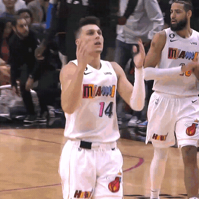 A Miami Player Wearing Number 14 Stands On The Court GIF
