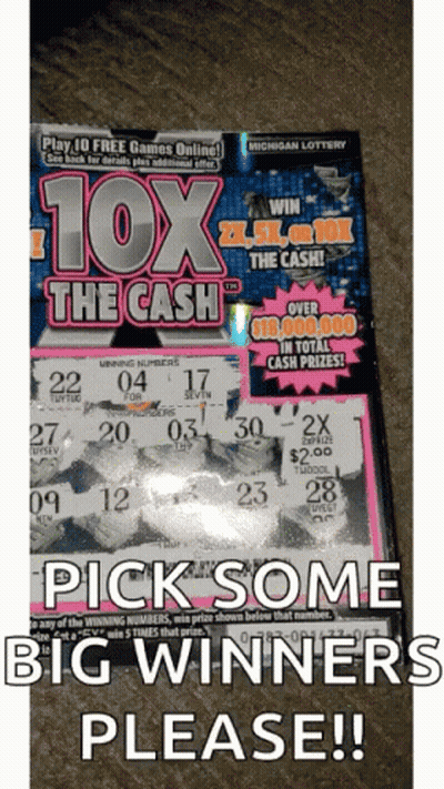 A Michigan Lottery Ticket That Says Pick Some Big Winners Please On It GIF