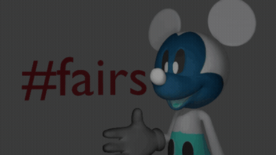A Mickey Mouse Is Standing In Front Of A #Fairs Sign GIF