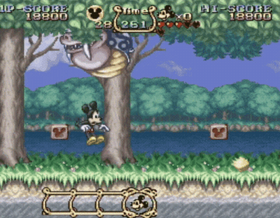 A Mickey Mouse Video Game Has A Score Of 18800 And A Time Of 261 GIF