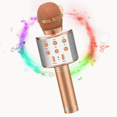 A Microphone With A Rainbow Colored Circle Around It And The Word Volume On It GIF