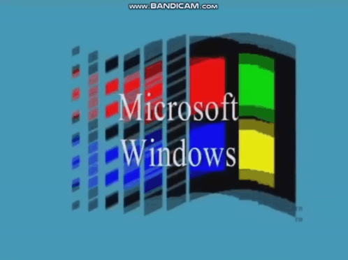 A Microsoft Windows Logo Is Displayed On A Blue Screen GIF