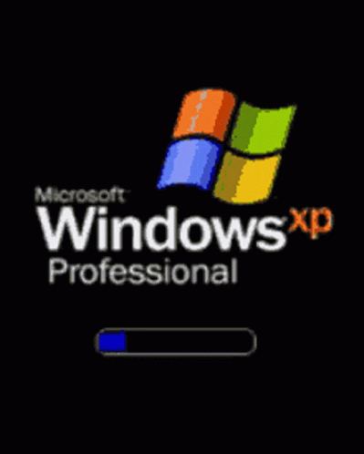 A Microsoft Windows Xp Professional Logo With A Blue Loading Bar GIF
