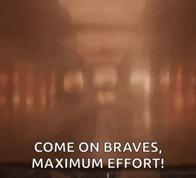 A Microwave Oven With The Words Come On Braves Maximum Effort Written On It GIF