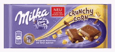 A Milka Chocolate Bar With Crunchy Corn On Top GIF