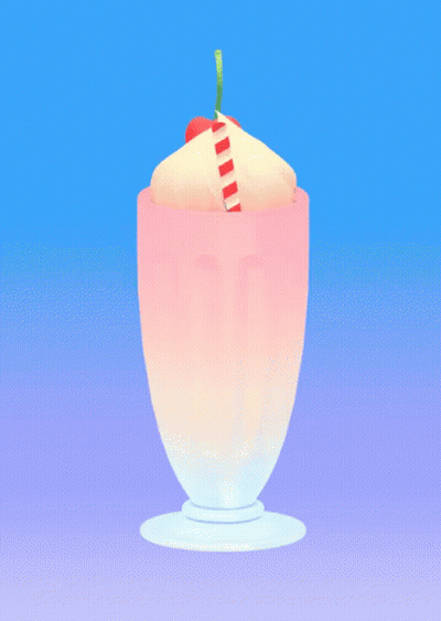 A Milkshake With Whipped Cream And A Cherry On Top Of It GIF
