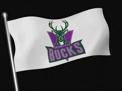 A Milwaukee Bucks Flag With A Deer On It GIF