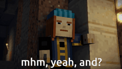A Minecraft Character Has The Words Mhm Yeah And Written Below Him GIF