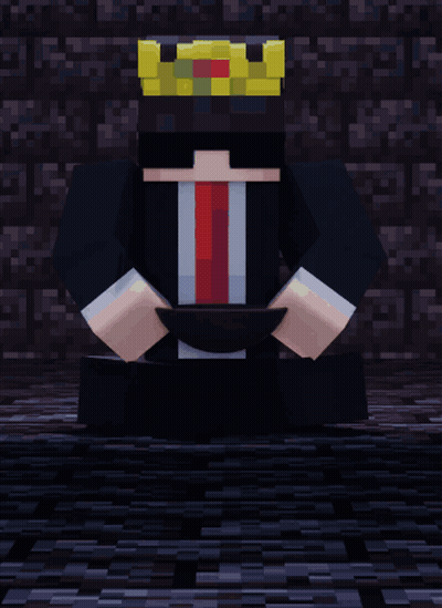 A Minecraft Character In A Suit And Tie With A Yellow Crown On His Head GIF