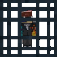 A Minecraft Character Is Behind Bars In A Dark Room Sticker