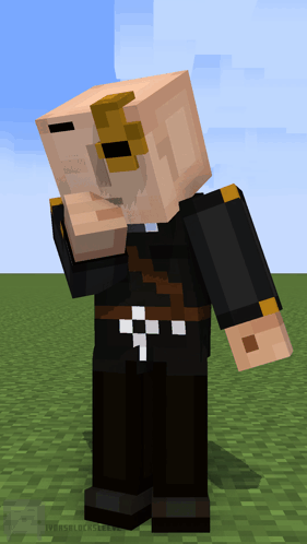 A Minecraft Character Is Standing In A Field And Has A Cross On His Chest GIF