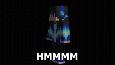 A Minecraft Character With A Black Background And The Word Hmmmm On It GIF