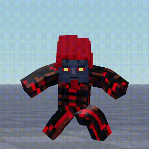 A Minecraft Character With Red Hair And Red Pants GIF